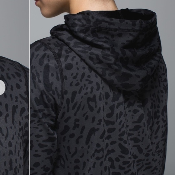 Lululemon Grey Black Namaskar Leopard Animal Swirl zip up scuba hoodie size 4 - Picture 12 of 16